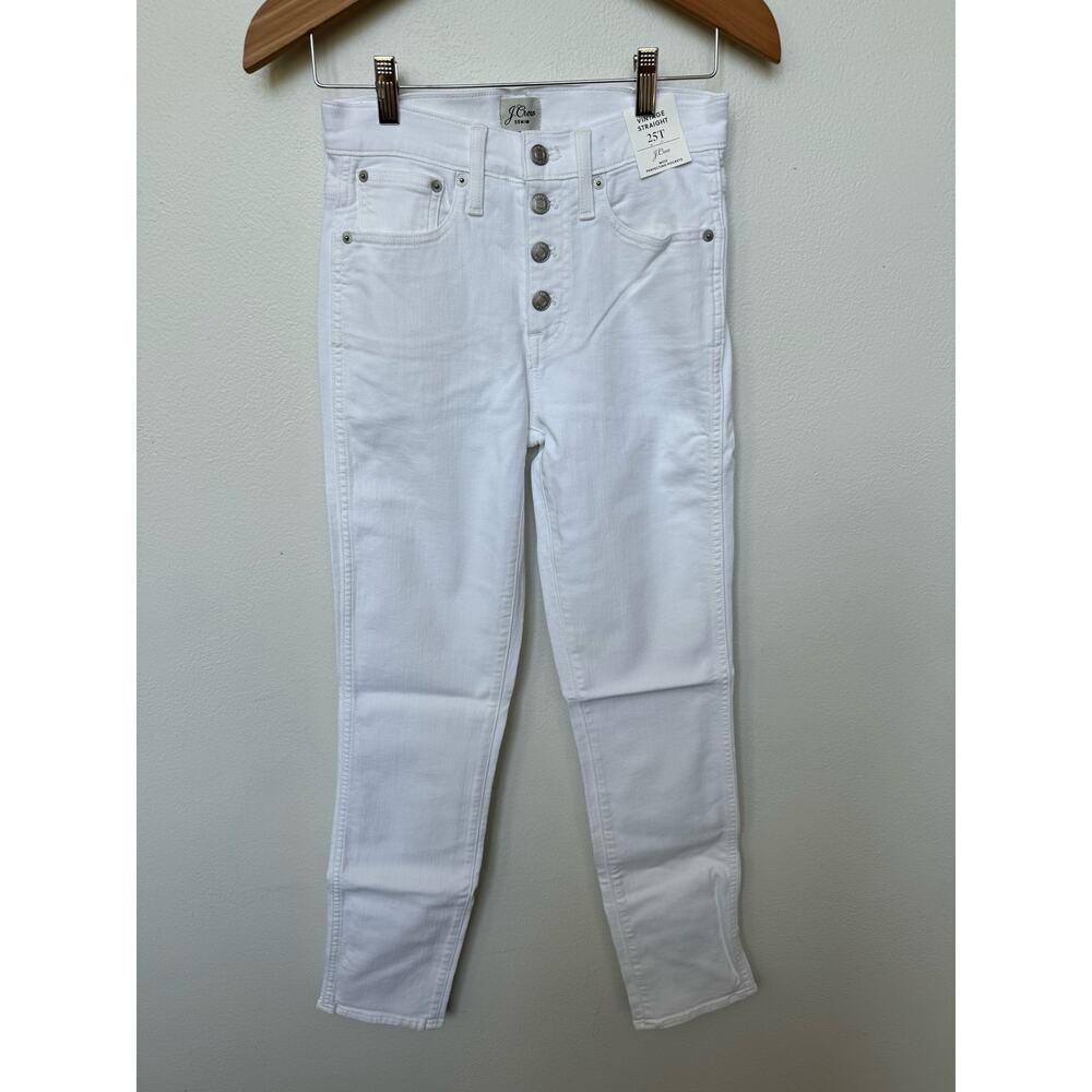 J. Crew 10" Vintage Straight Denim Jeans White Button Fly Women Sz 25 Tall NWT